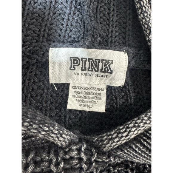 PINK Victoria's Secret XS Hoodie Gray Chunky Knit Sweater Soft Lounge Cozy - Picture 7 of 8
